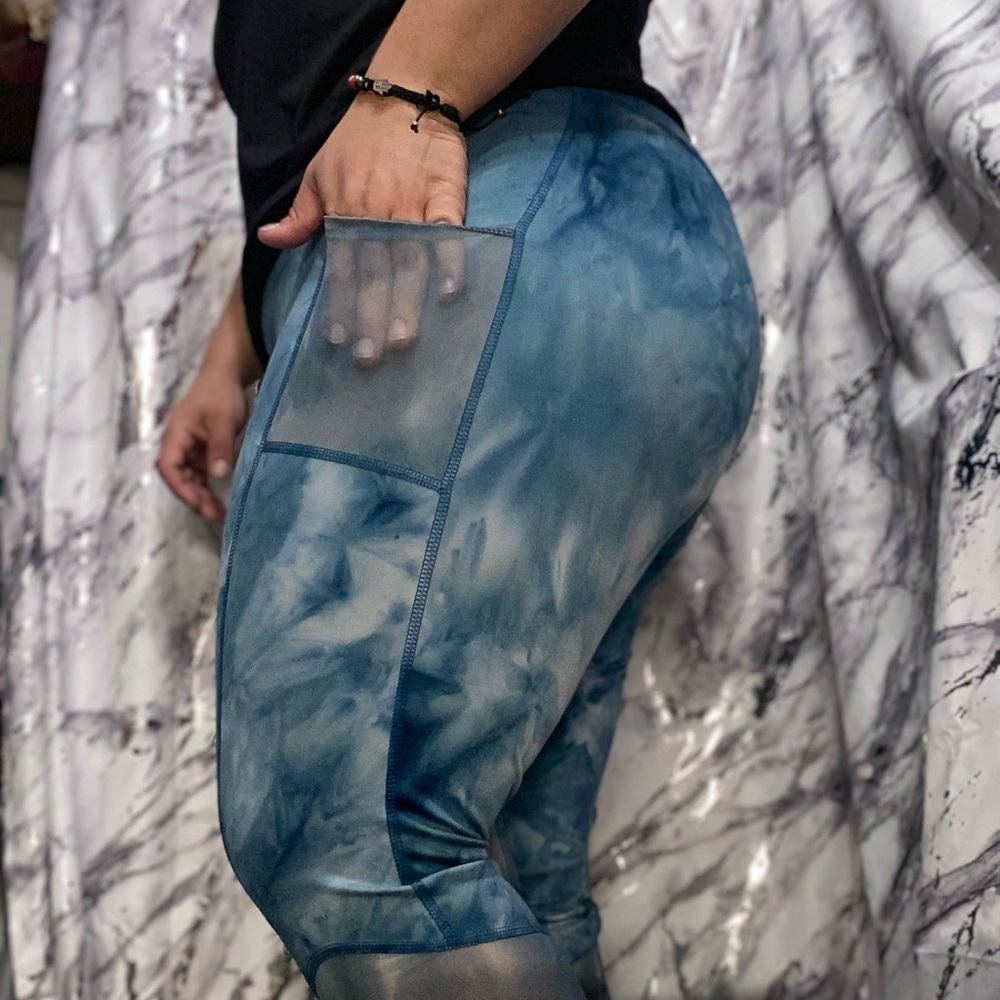 Tie Dye Leggings with Mesh Pockets and Ankles